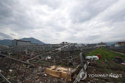 지난해 집중호우 때 물에 잠긴 양정마을[연합뉴스 자료사진]