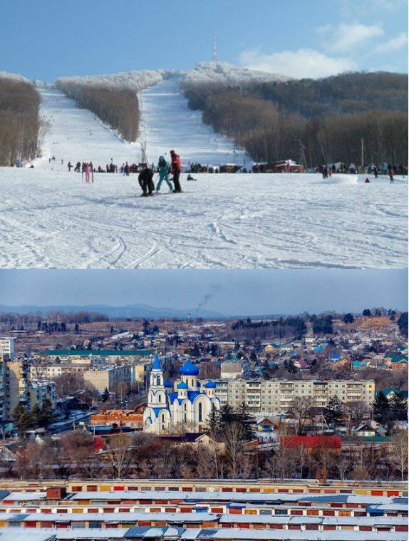 블라디보스토크에 있는 스키장과 전경