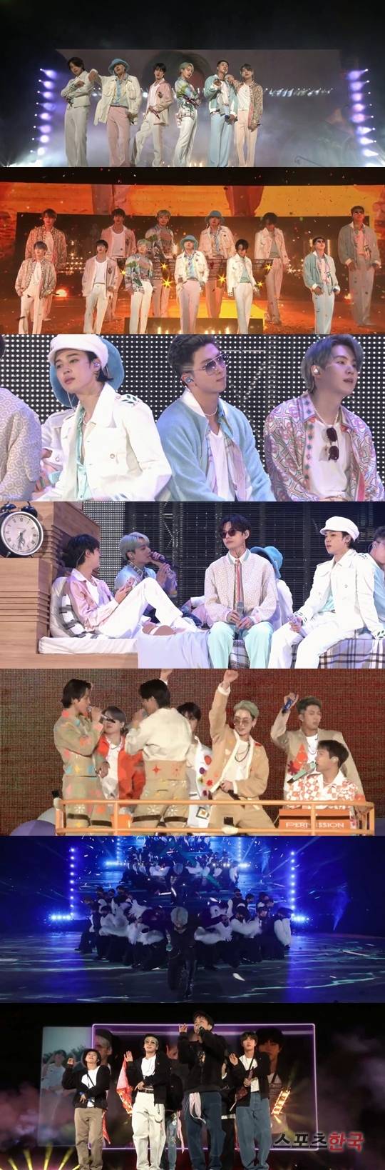 그룹 방탄소년단(BTS/RM 진 슈가 제이홉 지민 뷔 정국)이 24일 오후 6시 30분 서울 올림픽 주경기장에서 온라인 콘서트 '비티에스 퍼미션 투 댄스 온 스테이지(BTS PERMISSION TO DANCE ON STAGE)'를 열었다./사진 제공=빅히트 뮤직
