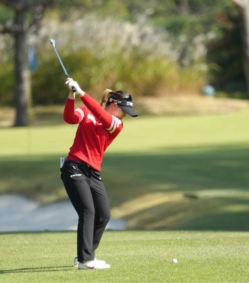 2021년 미국여자프로골프(LPGA) 투어 BMW 레이디스 챔피언십 연장전에서 고진영과 우승을 다툰 임희정 프로. 사진제공=BMW 코리아