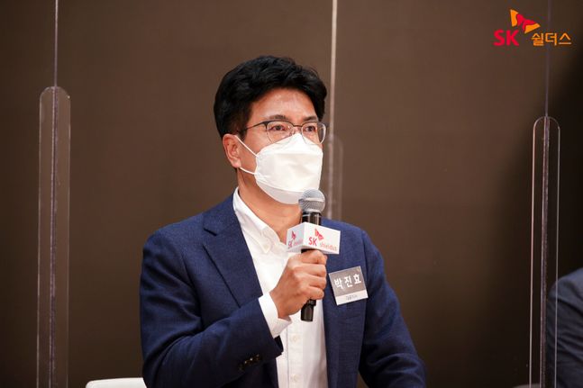 박진효 SK쉴더스 대표가26일 온라인으로 진행된 미디어데이에서 발표하고 있는 모습.ⓒSK쉴더스