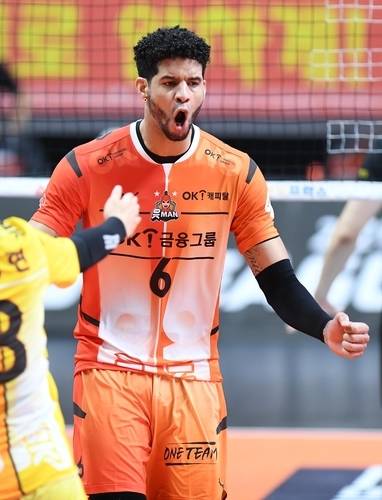 포효하는 레오
[한국배구연맹(KOVO) 제공]