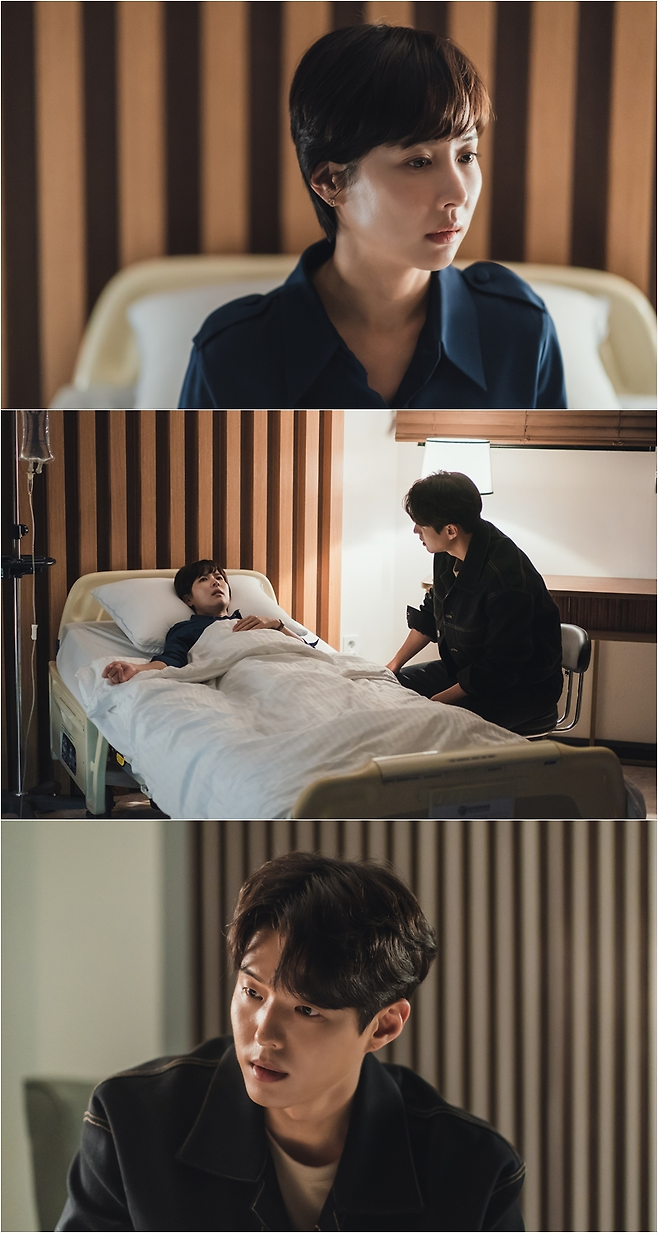 ‘하이클래스’ 조여정이 초췌한 몰골로 입원한 모습이 포착됐다.사진=tvN 제공