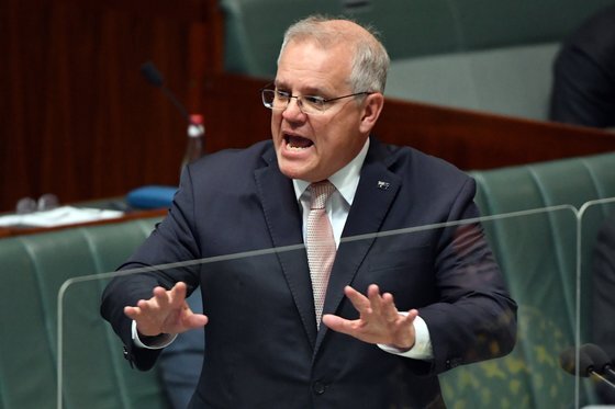 스콧 모리슨 호주 총리가 2050년까지 탄소 순배출량 제로에 도달하겠다는 계획을 발표했다. 연합뉴스