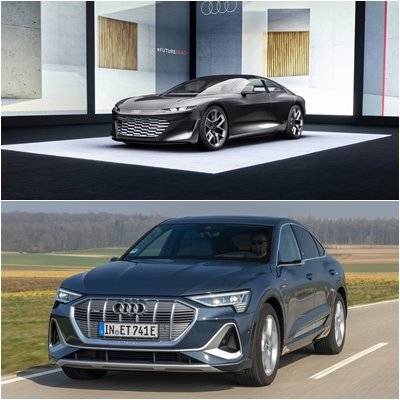 아우디 그랜드스피어 컨셉트(위), 아우디 e-트론 스포트백 55 콰트로.