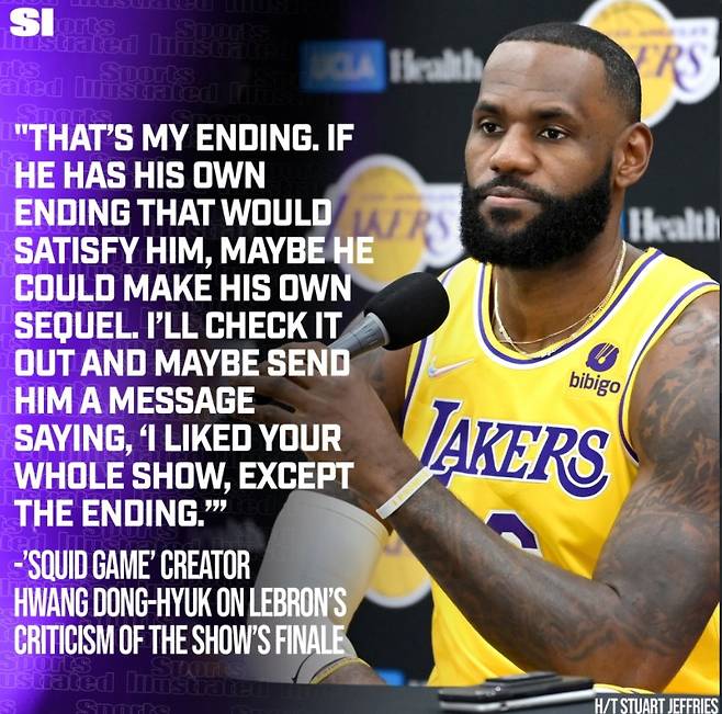 르브론 제임스가 트위터에 게재한 오징어 게임 감독 발언. [사진 제임스 트위터]
