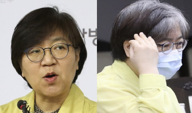 (왼쪽부터) 작년 2월과 올해 9월 정은경 질병관리청장 모습. / 사진=연합뉴스