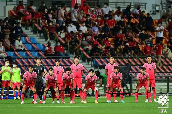 싱가포르전에 선발로 나선 한국 23세 이하 대표팀 선수들. [대한축구협회 제공. 재판매 및 DB 금지]