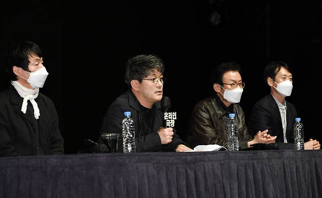 Kim Kwang-bo, artistic director of the National Theater Company of Korea, speaks at a press event held at the Myeongdong Theater in central Seoul, Monday. (NTCK)