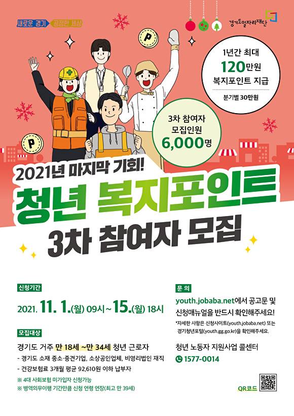청년 복지포인트 모집 포스터 [사진=경기도]