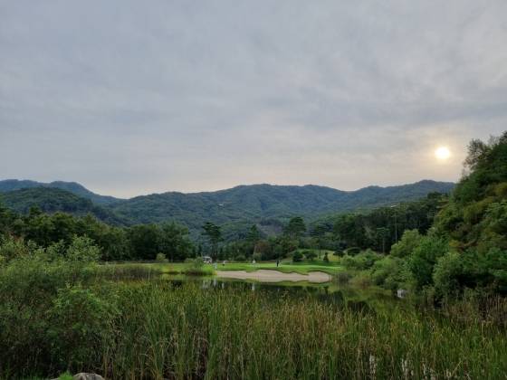 ▲ 벨라코스 8번홀, Par3. 165m, 랜딩존이 좁고 그린이 작아 방향성과 거리감이 일치해야 한다. 티 앞쪽으로 건너야 하는 워터해저드 구역이 넓어 여성골퍼에게 가장 큰 부담감을 준다. 미적으로 가장 아름다운 시그니처 홀/사진= 임윤희 기자