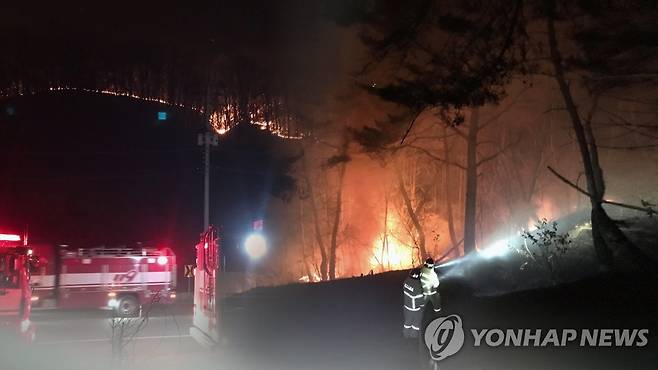 야간 산불 진화 (CG) 자료사진.
[연합뉴스TV 제공]