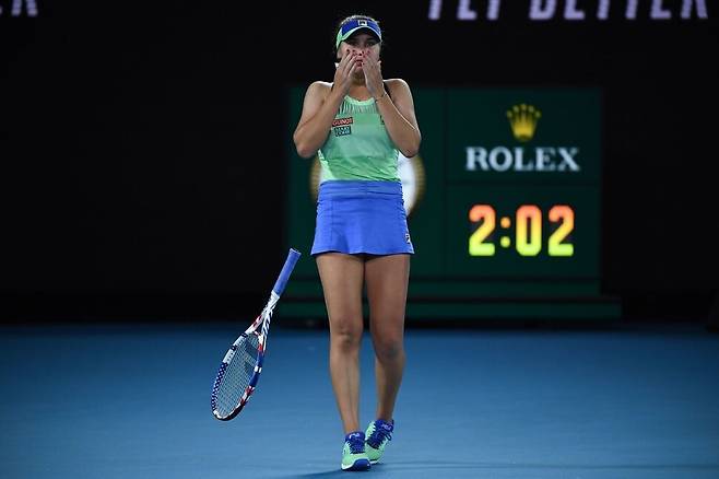 2020년 호주오픈에서 우승한 미국의 소피아 케닌. 멜버른/AFP 연합뉴스