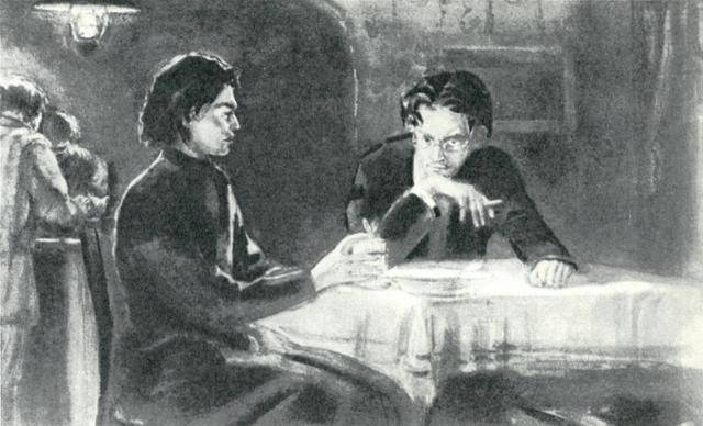 알료샤와 이반의 대화. M.로이테르, 1956년. 열린책들 제공