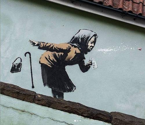 뱅크시의 벽화 '에취!!' [뱅크시 인스타그램]