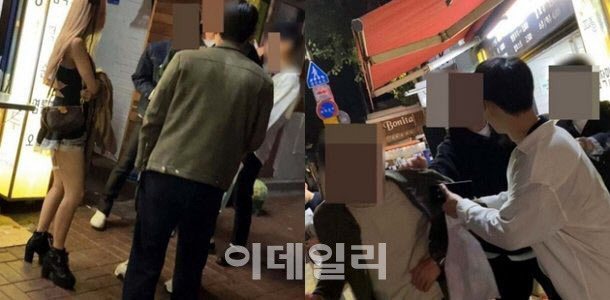 지난 1일 새벽 대구 FC 선수들로 추정되는 이들이 마스크를 내리고 대구 동성로 거리를 활보하고 있다. (사진=온라인 커뮤니티 캡처)