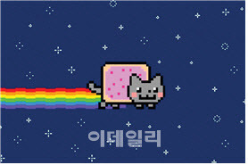 NFT 자산으로 변모한 8비트 이미지 ‘니얀 캣’(Nyan Cat). (사진=gccbusinessnews)