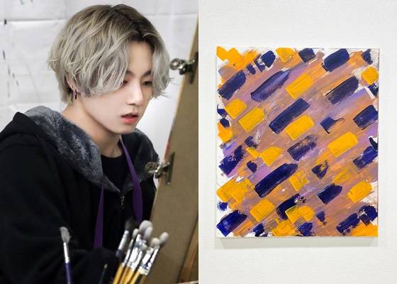 황금막내 황금손 재능..방탄소년단 정국, 개성 넘치는 추상화