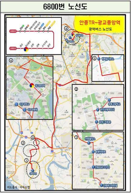 6800번 광역버스 노선도 [평택시 제공. 재판매 및 DB 금지]