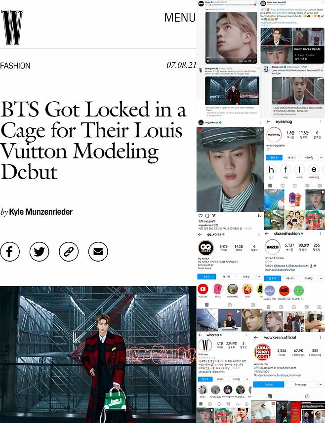 'Face of LV' 방탄소년단 진, 루이 비통 메인 장식 클로징 모델..눈부신 미모 '압도적 존재감'