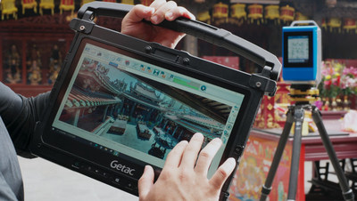 Getac K120's high-performance enhances the efficiency of on-site 3D modeling. The display features LumiBond(R) 2.0 technology, allowing operators to see the screen clearly even under direct sunlight.