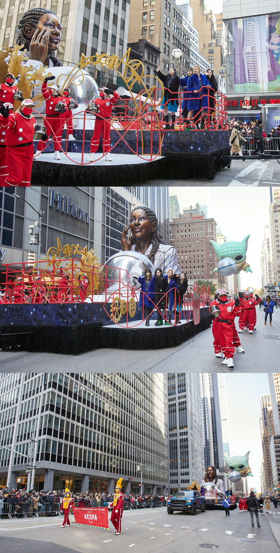 aespa performed ″Savage″ at Macy’s Thanksgiving Day Parade on Thursday. [SM ENTERTAINMENT]