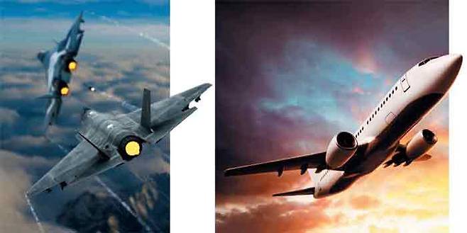 글로벌 경제 위축을 극복하기 위한 대안으로 방위·항공 산업체 수출이 떠오르고 있다. 전투기(왼쪽)와 항공기(오른쪽) 사진은 이해를 돕기 위한 이미지 컷. /게티이미지뱅크