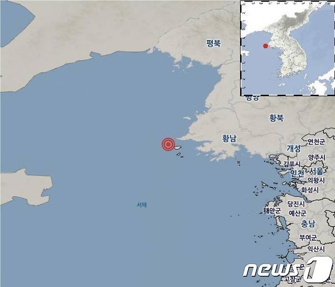 4일 낮 12시33분께 인천 옹진군 백령도 서북서쪽 16㎞해역에서 규모 2.3(±0.0)의 지진이 발생했다.(기상청 제공)2021.12.4/뉴스1 © News1 박아론 기자