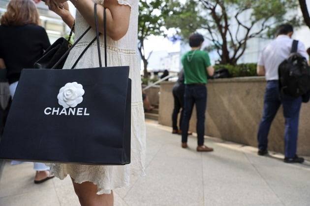 샤넬의 상징인 카멜리아(동백꽃) 장식물이 달린 쇼핑백. /연합뉴스