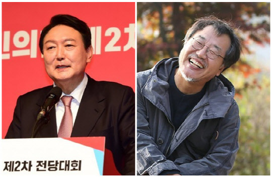 윤석열(왼쪽) 국민의힘 대선 후보와 정철 '정철카피' 대표. 정철 페이스북, 연합뉴스