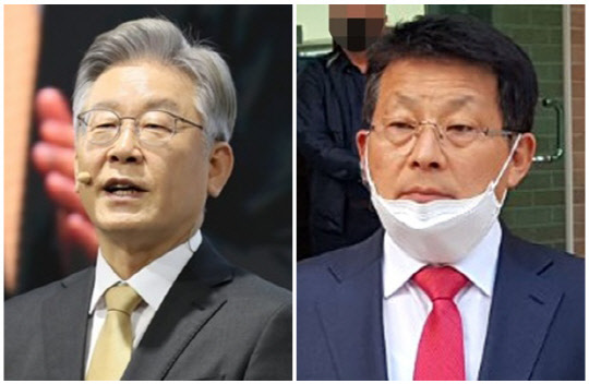 이재명(왼쪽) 더불어민주당 대선 후보와 차명진 전 국회의원. 연합뉴스