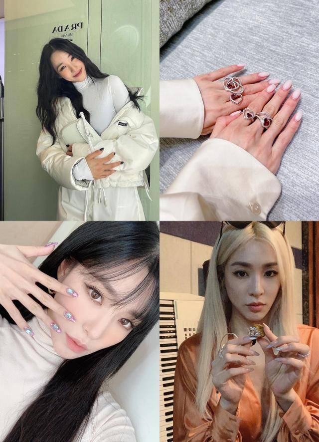 화려한 네일 아트를 원한다면, 티파니의 네일아트를 참고해보자. 티파니 sns