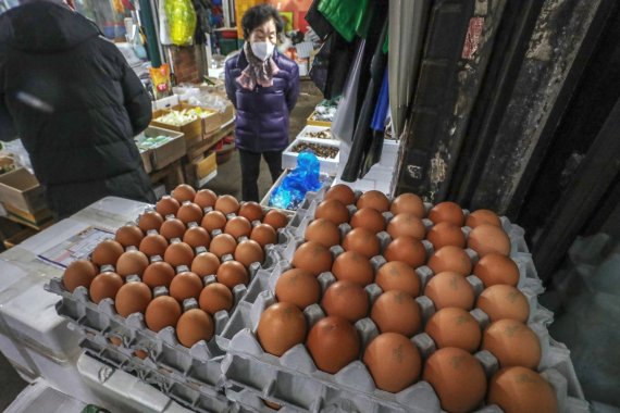 6일 서울 종로구 광장시장에서 판매 중인 달걀. © News1 민경석 기자