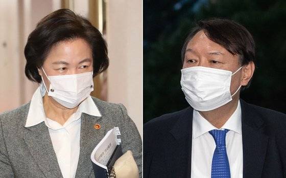 추미애 전 법무부 장관(왼쪽)과 윤석열 국민의힘 대선 후보. 뉴스1