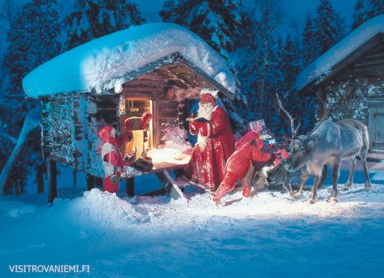 핀란드 로바니에미 산타 우체국의 홍보용 그림. 산타마을로 불리는 이 곳에서 전 세계 어린이에게 산타가 쓴 엽서를 보내준다. 사진 핀란드관광청