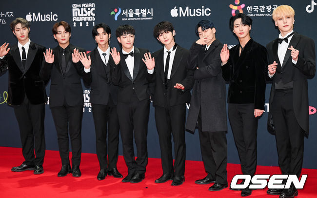 The 2021 Mnet Asian Music Awards (2021 Mnet ASIAN MUSIC AWARDS, MAMA) awards ceremony was held at CJ ENM Studio Center in Paju, Gyeonggi Province on the afternoon of the 11th.Group Atez poses at the red carpet event ahead of the awards ceremony. 2021.12.11