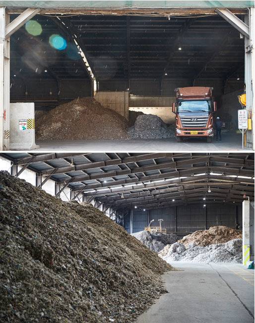 충북 제천 아세아시멘트 공장의 순환자원 연료 적재장.  폐합성수지, 폐합성고무 등을 시멘트 소성 공정의 연료로 사용한다. [사진 홍중식 기자]