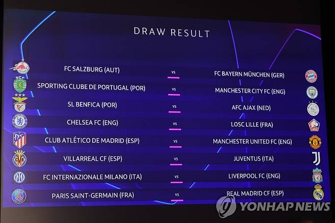 이게 진짜 UCL 16강 대진표 [EPA=연합뉴스]