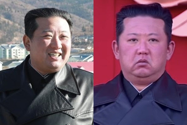 한 달전 삼지연시 현지지도 당시 모습과 최근 김정일 10주기 공식석상 모습. (사진=뉴스1)
