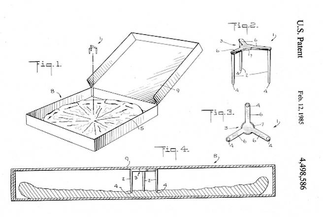 1983년, 미국의 발명가 카멜라 비탈리가 제출한 피자 세이버의 특허 도안. [Carmela Vitale 제공]