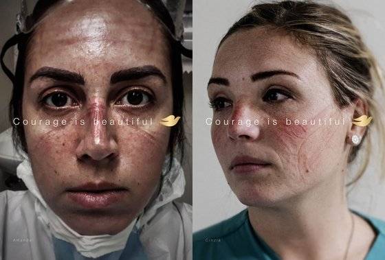 코로나와 사투를 벌이고 있는 의료진의 모습을 담은 유니레버의 도브 광고. [사진: 유니레버 도브]