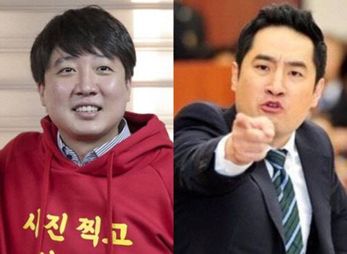 이준석 국민의힘 대표와 유튜브 채널 '가로세로연구소' 소장인 강용석(오른쪽) 변호사.<이준석·강용석 페이스북 사진 갈무리>