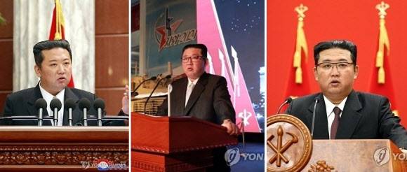 왼쪽부터 12월 당 전원회의, 10월 국방발전전람회, 10월 노동당 창건일의 북한 김정은 노동당 총비서의 모습. 12월 모습은 10월보다 목 부분이 더 여유로운 것을 확인할 수 있다. 조선중앙통신 연합뉴스