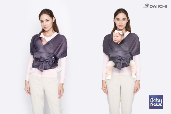 생후 한 달이 지나면 다리 빼고 안기도 가능하다. ⓒ다이치