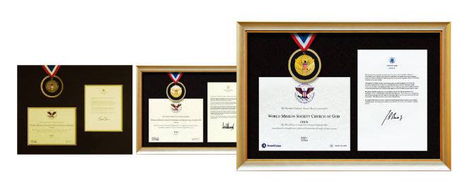 하나님의 교회는 버락 오바마, 도널드 트럼프, 조 바이든 미국 대통령에게 자원봉사상을 받았다.