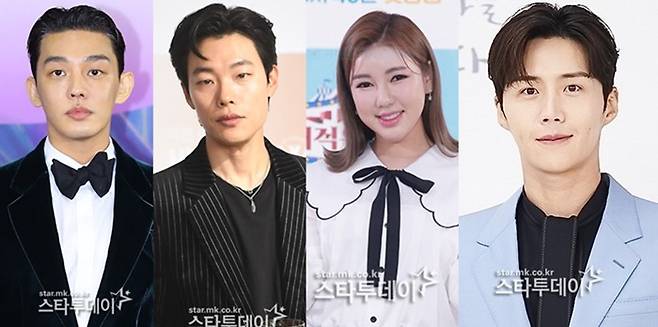 다방면에서 활약 중인 1986년생 유아인, 류준열, 송가인, 김선호(왼쪽부터). 사진| 스타투데이 DB