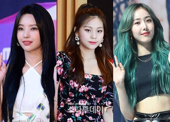 새해 맹활약이 기대되는 1998년생 (여자)아이들 소연, 비비지 엄지, 신비(왼쪽부터). 사진| 스타투데이 DB