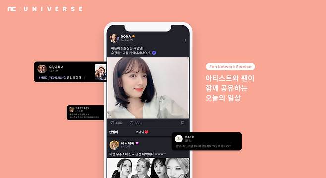 엔씨소프트의 K-팝 팬 플랫폼 '유니버스' 모습. (엔씨소프트 제공)