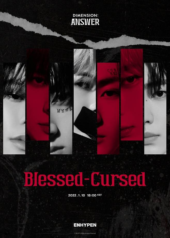 A poster of boy band Enhypen‘s upcoming album “Dimension: Answer.” (Belift Lab)
