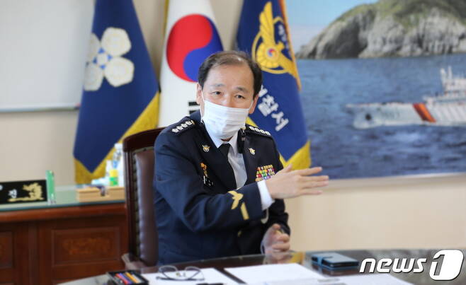 제31대 태안해양경찰서장으로 취임한 김석진 총경© 뉴스1